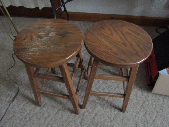 Lot of 2 Wooden Stools