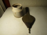 Lot of 2 Vintage Crock and Bellows