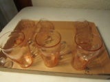 Lot of 6 Cranberry Glass Handled Mugs