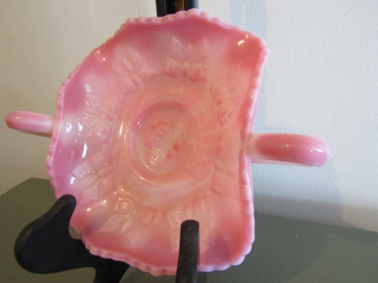 Fenton Pink Butterfly Bom Bom Dish