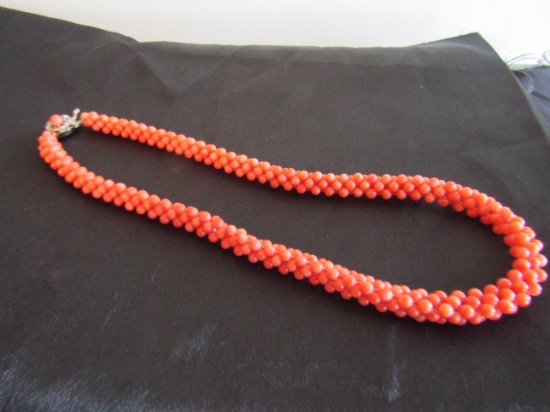 Pink Coral Sterling Silver Clasp Necklace