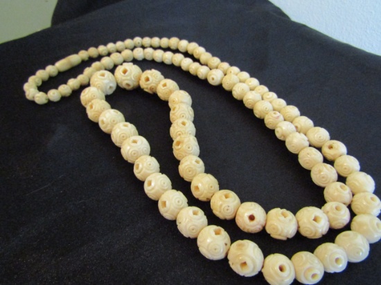Vintage Bone/Ivory Carved Bead Necklace