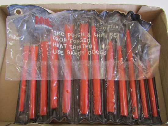 Michigan Industrial Tools 12 Piece Punch and Chisel Set, in Case