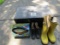 Trunk Wood with Boots and Bass Wall Hanging