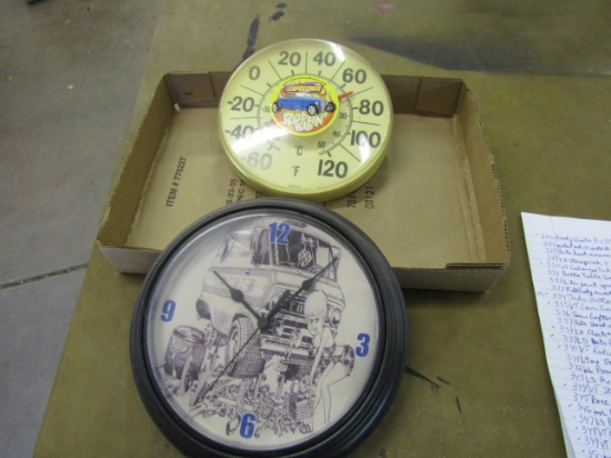 Lot of 2, Clock and Thermometer