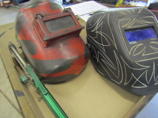 Lot of 3 Welding Helmets and Cutting Torch