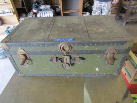 Metal Trunk with Contents, 8 Track Player, Air Hose
