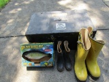 Trunk Wood with Boots and Bass Wall Hanging