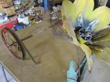 Vintage Wagon Whee and Axle, Car Parts Metal Yard Art