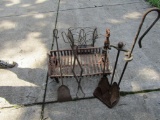 Vintqage Fireplace Grate and Tools