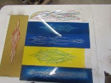 Lot of 6 Painted Pinstriping Plexiglass and Metal Pieces