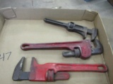 Lot of 3 Pipe Wrenches, 2-Ridgid