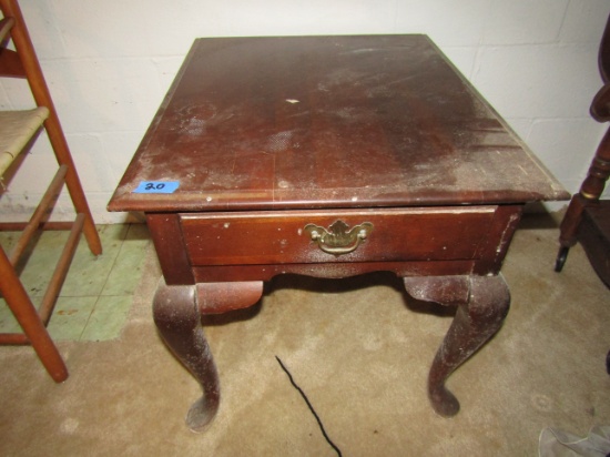 Vintage Wood End Table with Drawer
