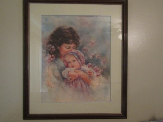 McCalla Print Lady with Child, Framed