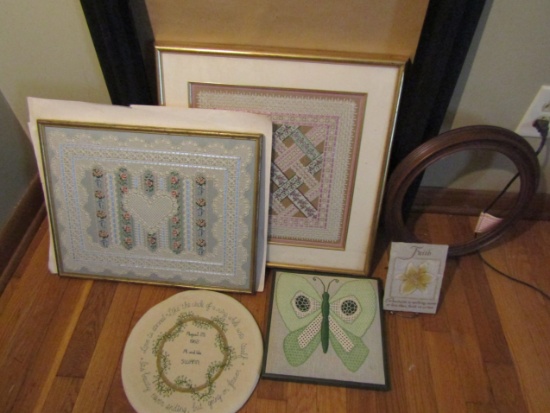 Lot of Art, 4-Needlepoint, Prints, Frames