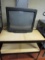 2 Metal Shelf Units with Sylvania TV