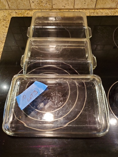Lot of 3 1-Cassarole, 2-Loaf, Pyrex Clear
