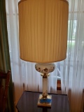 2 Vintage Marble Base Glass Lamp