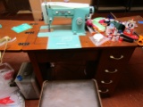 White Model 3355 Sewing Machine with Stand and Stool
