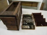 Sewing Machine Stand Drawers and Parts in Wood Box