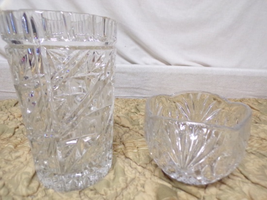 Cut Glass Vase and Bowl