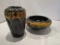 Set of 2 Pottery Vase and Bowl possibly Wellers