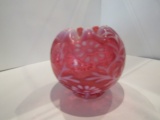 Fenton Cranberry Opalescent Daisy Fern Vase