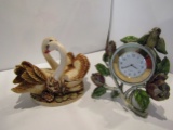 Harmony Kingdom Swan Trinket and Quartz Enamel Clock