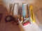 tray lot of tools saws. plyers. tape measure and others