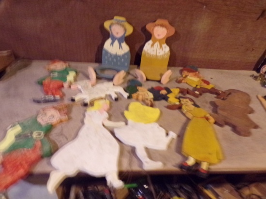 Lot of Wooden Yard Ornaments