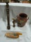 Vintage Décor, Pottery Jar, Carvings, Folk Art