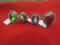 4 Rings, German Silver, Peridot, Smoky Quartz, Amethyst, Red Onyx, Size 8