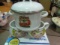 Vintage Enamel Pot with Lid, 2 Soup Mugs