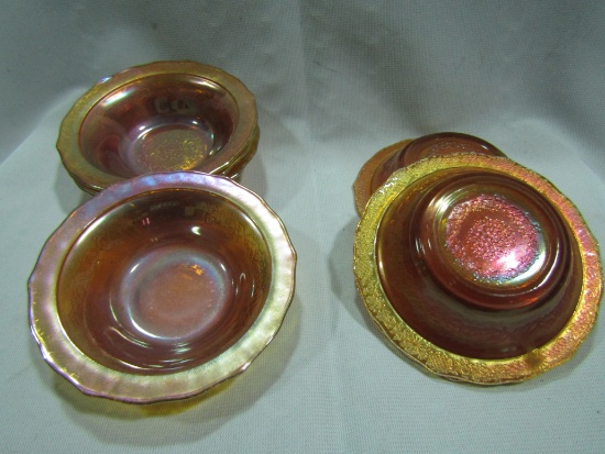 Vintage 7 Carnival Glass Dessert Dishes