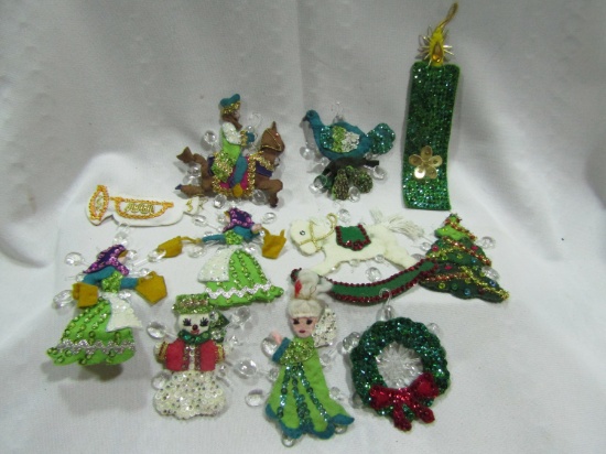 Vintage Christmas Ornaments, Felt and Sequins