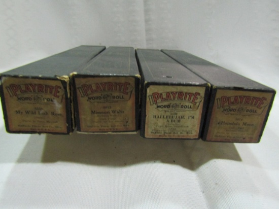 4 Vintage Playrite Player Piano Music, Original Box