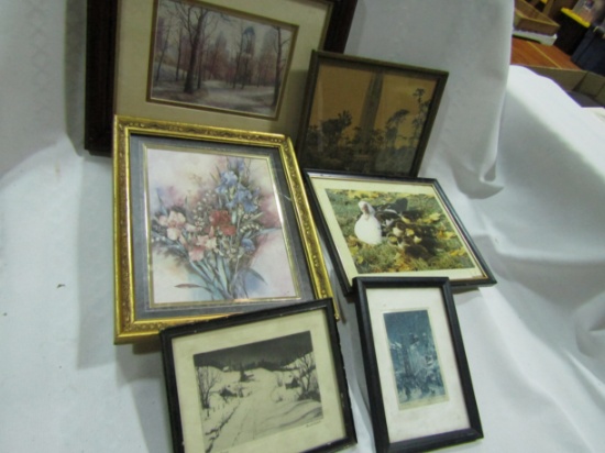 6 Vintage Framed Prints