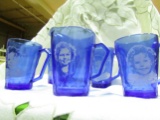 Vintage Cobalt Shirley Temple Cups and Pitcher Set