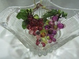 24 Lead Crystal Bowl, Poland and Hard Plastic Grapes