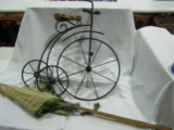 Vintage Metal Bike Wall Hanging and Parasol (Cloth and Wood)