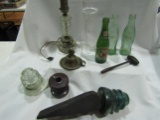 Vintage Décor, Lamp, Coke and 7UP Bottles, 6.5 and 7 oz, Hemingray Insulators