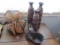 Vintage Cast Iron, Metal Teapot and Bunny and 3 Pottery Vases