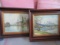Vintage Pair of Unsigned Painting on Board with Wood Frames