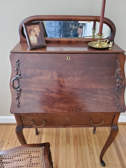 Antique/Vintage Wood Desk, Fold Down Front, 1 Drawer, Dovetail