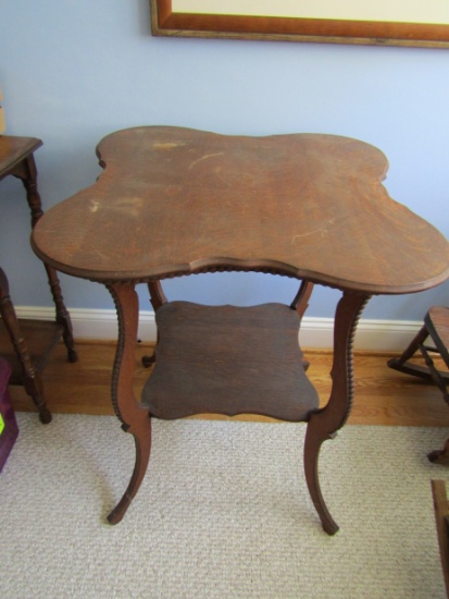 Vintage Wood Lamp Table, 29 x 23 x 23"