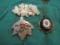 Victorian MOP Brooch/Pins and Blackstone Mosiac Tile Necklace