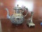 Antique Ornate Teapot Quadruple Plate 1892 Derby Silver Co. and J.B. Candlestick