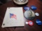 Vintage Political Pins, Adlai Flash Pin etc. and Seals Collection With War Seals