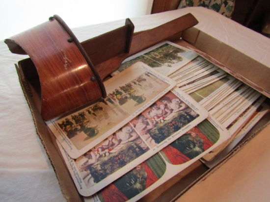 Stereograph Wood Viewer and Stereograph Cards