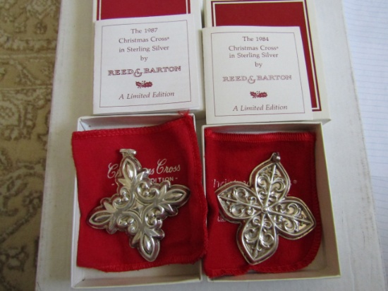 Sterling Silver Reed & Barton L.E. 1984 & 87 Ornaments, .94 oz